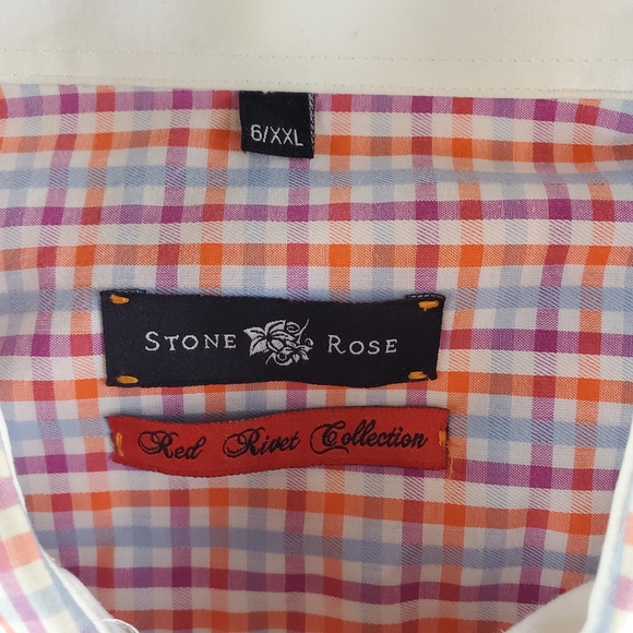Stone Rose Mens Button Front Shirt Sz XXL Plaid - Picture 8 of 8